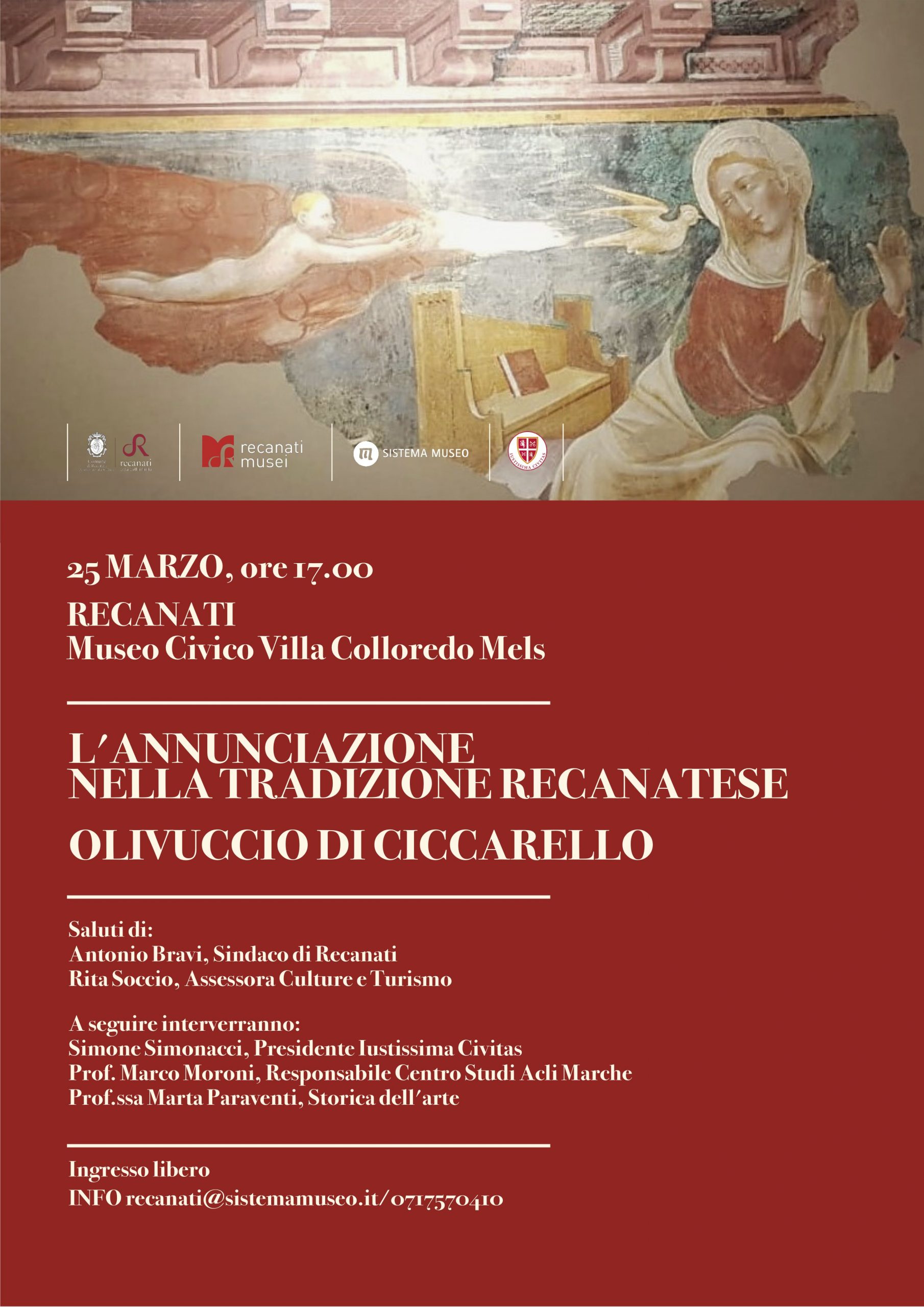 Sabato 25 marzo: focus sull’Annunciazione di Olivuccio di Ciccarello.